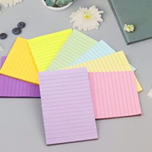 (8 Pack) Lined Sticky Notes 4X6 in, Pastel Ruled Post Stickies Colorful, Super Sticking Power Memo Post Stickies Big Square Sticky Notes for Office, Home, School, Meeting, 40 Sheets/pad