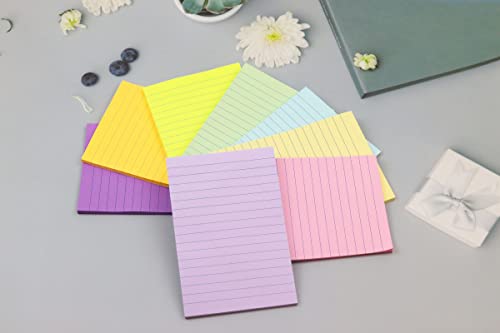 (8 Pack) Lined Sticky Notes 4X6 in, Pastel Ruled Post Stickies Colorful, Super Sticking Power Memo Post Stickies Big Square Sticky Notes for Office, Home, School, Meeting, 40 Sheets/pad