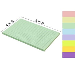 (8 Pack) Lined Sticky Notes 4X6 in, Pastel Ruled Post Stickies Colorful, Super Sticking Power Memo Post Stickies Big Square Sticky Notes for Office, Home, School, Meeting, 40 Sheets/pad