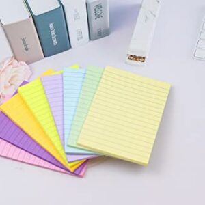 (8 Pack) Lined Sticky Notes 4X6 in, Pastel Ruled Post Stickies Colorful, Super Sticking Power Memo Post Stickies Big Square Sticky Notes for Office, Home, School, Meeting, 40 Sheets/pad