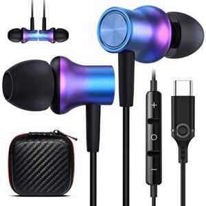 cooya usb c headphone type c wired earbuds for ipad pro mini 6 magnetic noise isolation in-ear headsets with microphone for samsung galaxy s23 s22 ultra s21 s20 flip fold 4 a53 pixel 7 6 oneplus 10 9