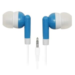 lowcostearbuds.com lowcostearbuds bulk pack of 25 light blue/white earbuds/headphones – individually wrapped, cd-lightblue25-wrap-fba