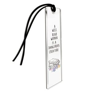 thank you gifts – a well read woman is a dangerous creature inspirational bookmark gifts, birthday, friendship, women friends, girls lovers daughter gifts for her – inspirational bookmark