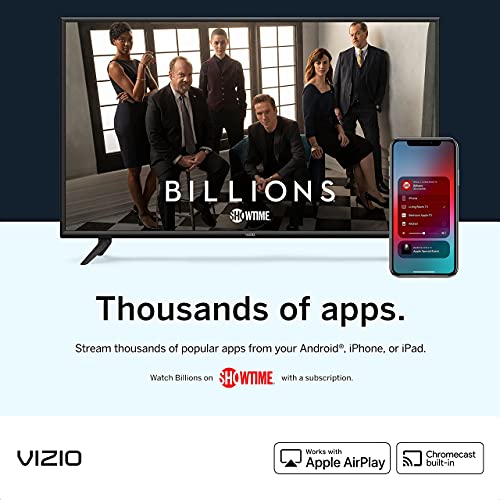 VIZIO 24-inch D-Series Full HD 1080p Smart TV with Apple AirPlay and Chromecast Built-in, Screen Mirroring for Second Screens, & 150+ Free Streaming Channels, D24f-J09, 2021 Model (Renewed)