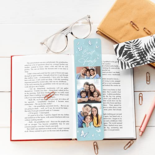 Generic Personalized Bookmark, Customized Family Photo Poster, Picture Frame Bookmarks with Text Message, Design Your Own Marker Ornament Ruler, Gifts for Mom Dad Kids Book Lover On Birthday