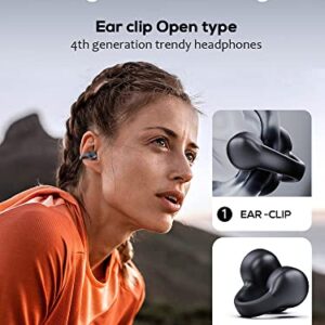 Wireless Ear-Clip Bone Conduction Headphones Bluetooth 5.3, Open Ear Clip on Earbuds,Waterproof Mini Sport Running Earring Earphone, HiFi Sound/Long Battery Life