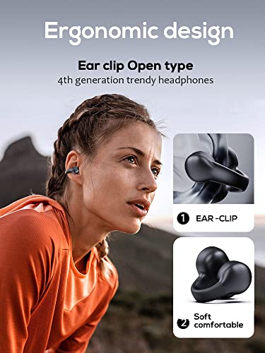Wireless Ear-Clip Bone Conduction Headphones Bluetooth 5.3, Open Ear Clip on Earbuds,Waterproof Mini Sport Running Earring Earphone, HiFi Sound/Long Battery Life