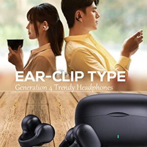 Wireless Ear-Clip Bone Conduction Headphones Bluetooth 5.3, Open Ear Clip on Earbuds,Waterproof Mini Sport Running Earring Earphone, HiFi Sound/Long Battery Life