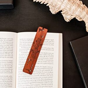 Villani Line & Bamboo Engraved Wooden Bookmark Leather Tassel Handmade Natural Hand Stained Wood for Books Accessory Unique Design Gift Set Perfect Men Women Kids Students Teachers Writers Readers