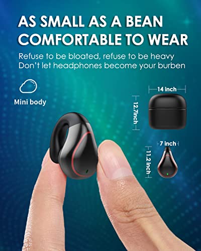 Open Ear Headphones Wireless Bluetooth Single Earbud True Wireless Mini Small Open Earbuds for iPhone Android, Tiny Bone Ear Bud with Mic Earphones for Small Ear Canals Running Cycling Workout Sport