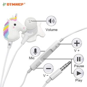 DTMNEP Unicorn Gifts for Girls - Earbuds Earphones for Kids Compatible with Apple Android with Rainbow Unicorn Bracelet Wristband/Headphone Case/Gift Card/Gift Box, and Back to School Supply for Kids