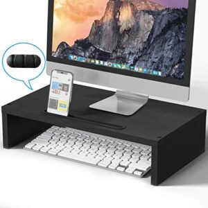 bameos monitor stand computer riser desk organizer stand desktop printer stand for laptop computer storage shelf & screen holder 16.5 inches with cable management phone holder