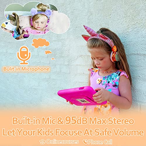 lalacosy Kids Wireless Headphones with Microphone,Unicorns Gifts for Girls,16 hrs Work Time,95dB Volume Limited,Soft Ear Cups,Over-Ear Headphones for Kids,Wireless Headset for PC,Tablet,Laptop,Gold