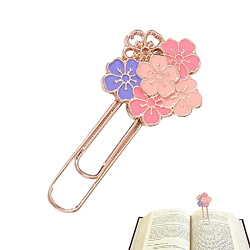 Cherry Blossom Paper Clip | Cherry Blossom Shape Paper Clip - Student Reading Pagination Mark, Metal Floral Book Clip, Beautiful Bookmark for Women Girls Adults Kids Christmas Gift Yuans