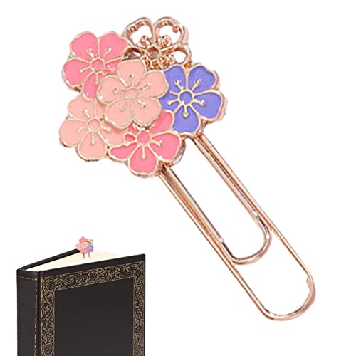 Cherry Blossom Paper Clip | Cherry Blossom Shape Paper Clip - Student Reading Pagination Mark, Metal Floral Book Clip, Beautiful Bookmark for Women Girls Adults Kids Christmas Gift Yuans