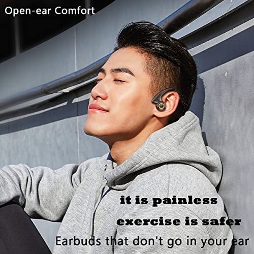 Open Ear Earbuds Over Ear air Conduction Headphones Gym Sport Running Workout Headphones with Ear Hook Mic Waterproof Comfortable Gaming Wireless Earbuds