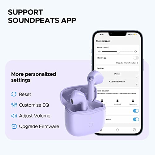 SoundPEATS Air3 Wireless Earbuds Mini Bluetooth V5.2 Earphones with Qualcomm QCC3040 and aptX-Adaptive, 4-Mic and CVC 8.0 Noise Cancellation, TrueWireless Mirroring Tech, in-Ear Detection, Game Mode