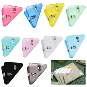 zayookey 30 pcs triangle corner paper clips prevent books curling, colorful book page corner clip, multifunctional bookmarks bulk for book lovers, students, women, teachers