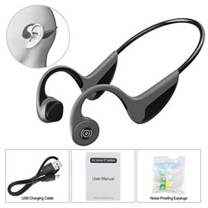 VJJB Bone Conduction Headphones Bluetooth 5.0,Z8 Open-Ear Stereo Wireless Bone Conduction Headsets Lightweight and Waterproof Sports Bluetooth Earphones with Mic for Gym Running Cycling