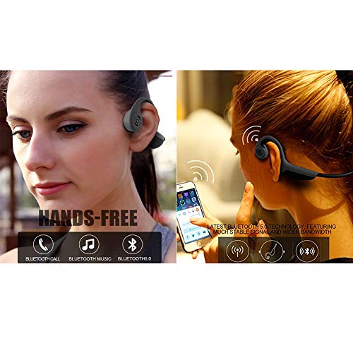 VJJB Bone Conduction Headphones Bluetooth 5.0,Z8 Open-Ear Stereo Wireless Bone Conduction Headsets Lightweight and Waterproof Sports Bluetooth Earphones with Mic for Gym Running Cycling