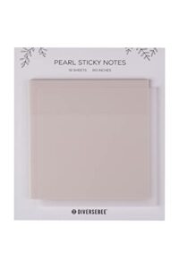 diversebee 50 sheets pastel transparent sticky notes, 3×3” clear sticky tabs, translucent page flags book markers stickers, planner accessories, bible journaling study office school supplies (pearl)