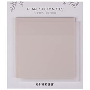 DiverseBee 50 Sheets Pastel Transparent Sticky Notes, 3x3” Clear Sticky Tabs, Translucent Page Flags Book Markers Stickers, Planner Accessories, Bible Journaling Study Office School Supplies (Pearl)