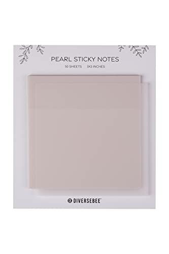 DiverseBee 50 Sheets Pastel Transparent Sticky Notes, 3x3” Clear Sticky Tabs, Translucent Page Flags Book Markers Stickers, Planner Accessories, Bible Journaling Study Office School Supplies (Pearl)