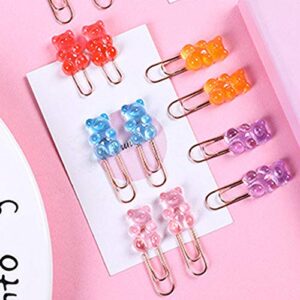 10pcs paper clip, kawaii file clips, candy colors memo clips binder bookmark, cute bookmark, rainbow bear paper clamps mixed color