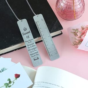 13th Birthday Gifts for Book Lovers Readers Best Friends Sister Daughter Son Niece Granddaughter BFF Sweet 13 Ideas Metal Bookmarks for Christmas Graduation Thanksgiving