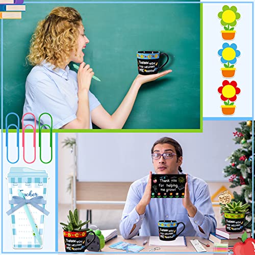 Newtay 24 Pcs Christmas Teacher Appreciation Gifts for Women Daycare Gifts for Christmas Thanks for Helping Me Grow Pot Teacher Notepad Sets Teacher Metal Bookmarks Thank You Gifts from Students