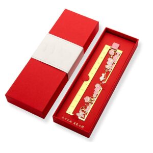 1 Pcs Oriental Classical Aesthetics Metal Scale Bookmark Ruler Art Bookmark for Students Reading Thanksgiving Christmas Birthday Gifts, Women and Girl Readers