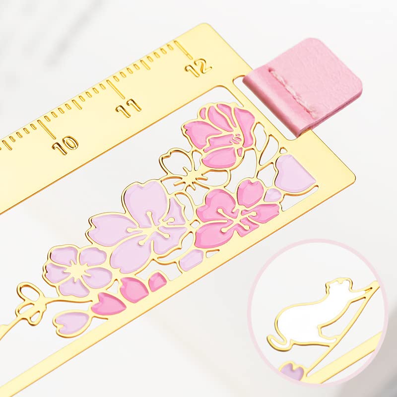 1 Pcs Oriental Classical Aesthetics Metal Scale Bookmark Ruler Art Bookmark for Students Reading Thanksgiving Christmas Birthday Gifts, Women and Girl Readers