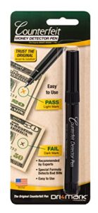 dri mark counterfeit bill detector marker pen, made in the usa, 3 times more ink, pocket size, fake money checker – money loss prevention tester & fraud protection for u.s. currency (pack of 1)