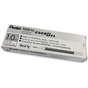 Pentel Refill Ink for BL60 EnerGel Liquid Gel Pen, 1.0mm, Metal Tip, Black Ink, Box of 12 (LR10-A-12)