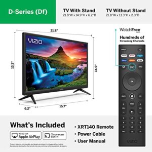 VIZIO 24-inch D-Series HD 720p Smart TV (D24h) with AirPlay and Chromecast Built-in, Screen Mirroring, & 150+ Free Streaming Channels Bundle with Cable Ties and Microfiber