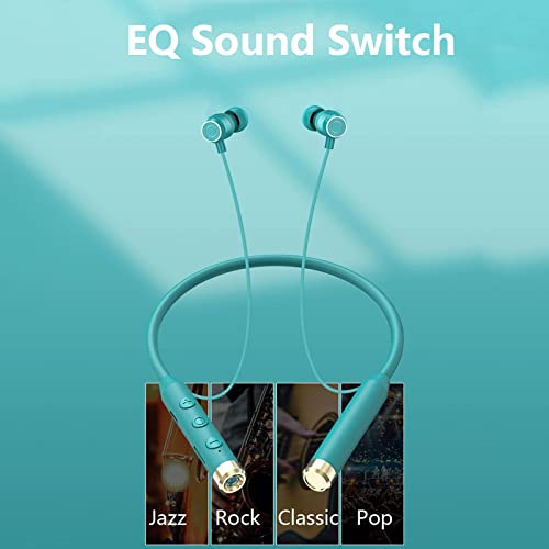 NVAHVA Flashlight Wireless Headphone Neckband Bluetooth Headset in Ear Buds Sport Earphone with Handsfree Mic 70 Hrs Playtime Micro sd Card MP3 Player Music Scene Sounds Type-c Charge (Green)