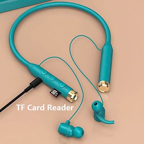 NVAHVA Flashlight Wireless Headphone Neckband Bluetooth Headset in Ear Buds Sport Earphone with Handsfree Mic 70 Hrs Playtime Micro sd Card MP3 Player Music Scene Sounds Type-c Charge (Green)
