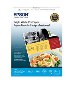 epson bright white pro paper – s041586-4, 8.5″ x 11″ (500 sheets)