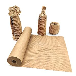 honeycomb packing paper, 15″ x 131′ honeycomb cushioning wrap roll for moving shipping packaging gifts, recyclable honeycomb paper moving supplies bubble paper wrapping protective roll