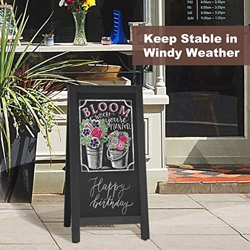 4 THOUGHT A-Frame Magnetic Sidewalk Chalkboard Sign 40" x 20", Classic Wooden Freestanding Sidewalk Sign, Double-Sided Sign Board for Restaurant Shop Wedding Party, Black