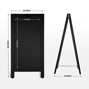 4 THOUGHT A-Frame Magnetic Sidewalk Chalkboard Sign 40" x 20", Classic Wooden Freestanding Sidewalk Sign, Double-Sided Sign Board for Restaurant Shop Wedding Party, Black