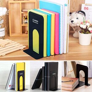 OHAHA 4 Pairs Black Metal Bookends,6.5 x 5.7 x 5 Inch Heavy Duty Bookend Support,Non-Skid Book Stopper,4 Pairs/8 Pieces Premium Bookends for Shelves,Bookends Decorative for Books/CDs/Video Games