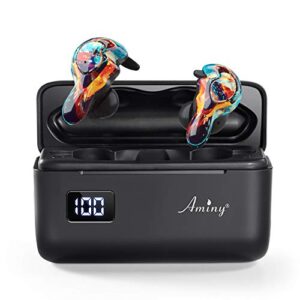 aminy u-king true wireless earbuds waterproof ipx7 bluetooth earbuds wireless headphones bluetooth headphones,hifi 5.0 wireless earbuds 120hrs playing time with charging case-fireworks