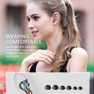 AMINY U-King True Wireless Earbuds Waterproof IPX7 Bluetooth Earbuds Wireless Headphones Bluetooth Headphones,HiFi 5.0 Wireless Earbuds 120Hrs Playing Time with Charging Case-Fireworks