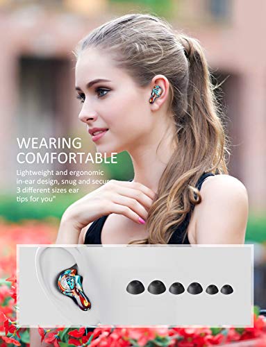 AMINY U-King True Wireless Earbuds Waterproof IPX7 Bluetooth Earbuds Wireless Headphones Bluetooth Headphones,HiFi 5.0 Wireless Earbuds 120Hrs Playing Time with Charging Case-Fireworks