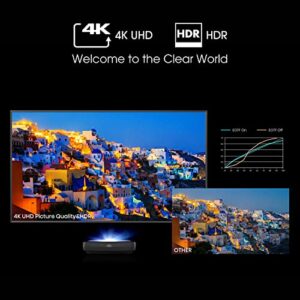 Hisense 100L9G-DLT100B 4K UHD Ultra-Short Throw Trichromatic Laser TV 100" High Gain ALR Screen, 3000 lumens, Dolby Atmos, Dolby Vision, Google Assistant and Chromecast Built-in, Works with Alexa