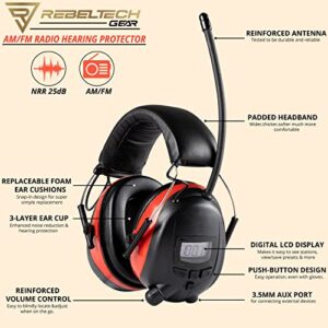 RebelTech Gear Digital Radio Headphones - Noise Reduction Headphone with AM/FM - Comfortable Ear Protection Headphones - Perfect Radio Headphones for Mowing The Lawn or Listening to Sports