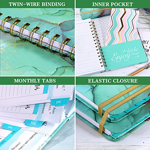 Planner 2023-2024 - Jul.2023 - Jun.2024, Academic Planner 2023-2024, 2023-2024 Planner Weekly & Monthly with Tabs, 6.3" x 8.4", Hardcover with Back Pocket + Thick Paper + Twin-Wire Binding, Daily Organizer - Green