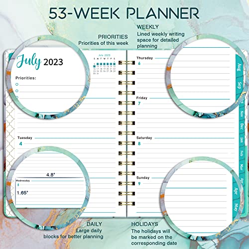 Planner 2023-2024 - Jul.2023 - Jun.2024, Academic Planner 2023-2024, 2023-2024 Planner Weekly & Monthly with Tabs, 6.3" x 8.4", Hardcover with Back Pocket + Thick Paper + Twin-Wire Binding, Daily Organizer - Green