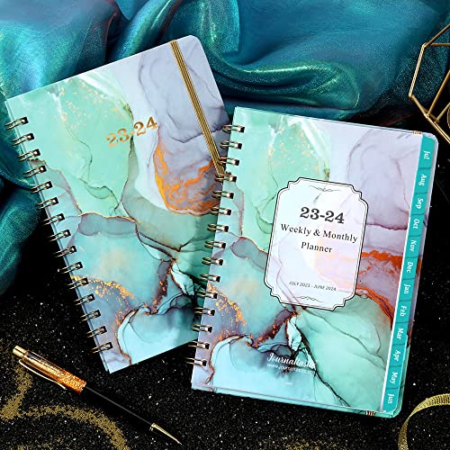 Planner 2023-2024 - Jul.2023 - Jun.2024, Academic Planner 2023-2024, 2023-2024 Planner Weekly & Monthly with Tabs, 6.3" x 8.4", Hardcover with Back Pocket + Thick Paper + Twin-Wire Binding, Daily Organizer - Green